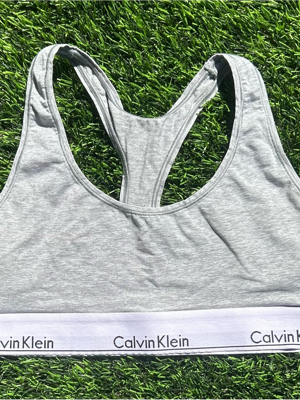Calvin Klein Light Heather Gray Racerback Sports Bralette